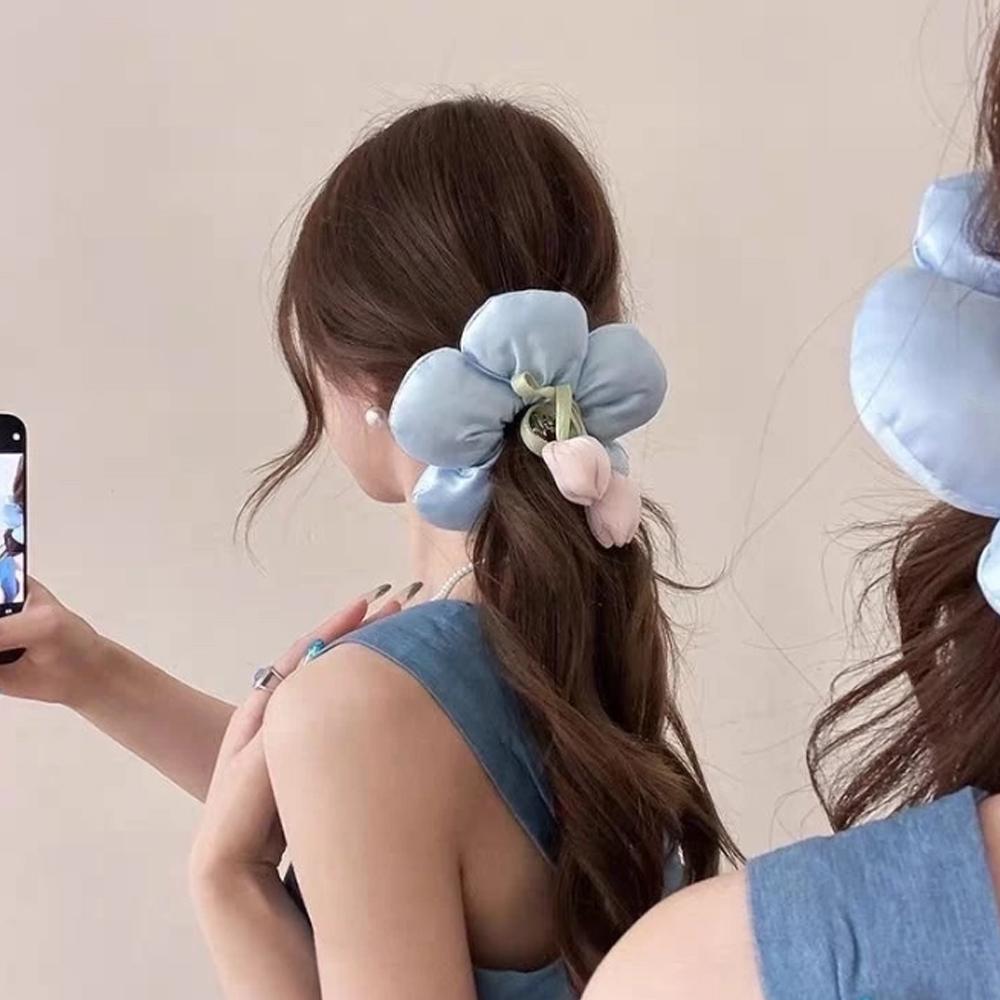 Hair Tie Flower High Elasticity Tulip Hair Display Volume Fluffy Headband Hair Accessories Sweet Hair Ring Scrunchie Women Large Fashionable Jewelry