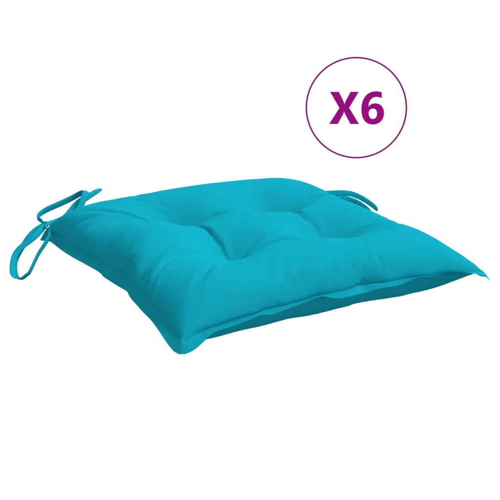 Seat Cushions 6 pcs Turquoise 40 x 40 x 7 cm Fabric