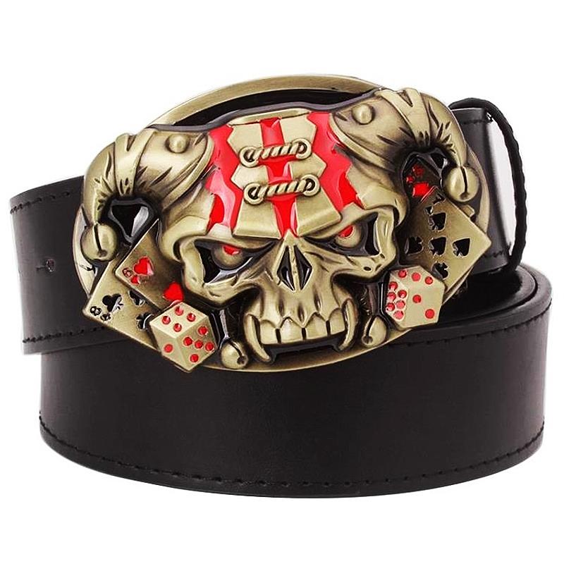 Novelty Leather Belt Skull Clown Evil Eye Skeleton Head Devil Gamble Halloween Dress Up Waistband Rock And Roll