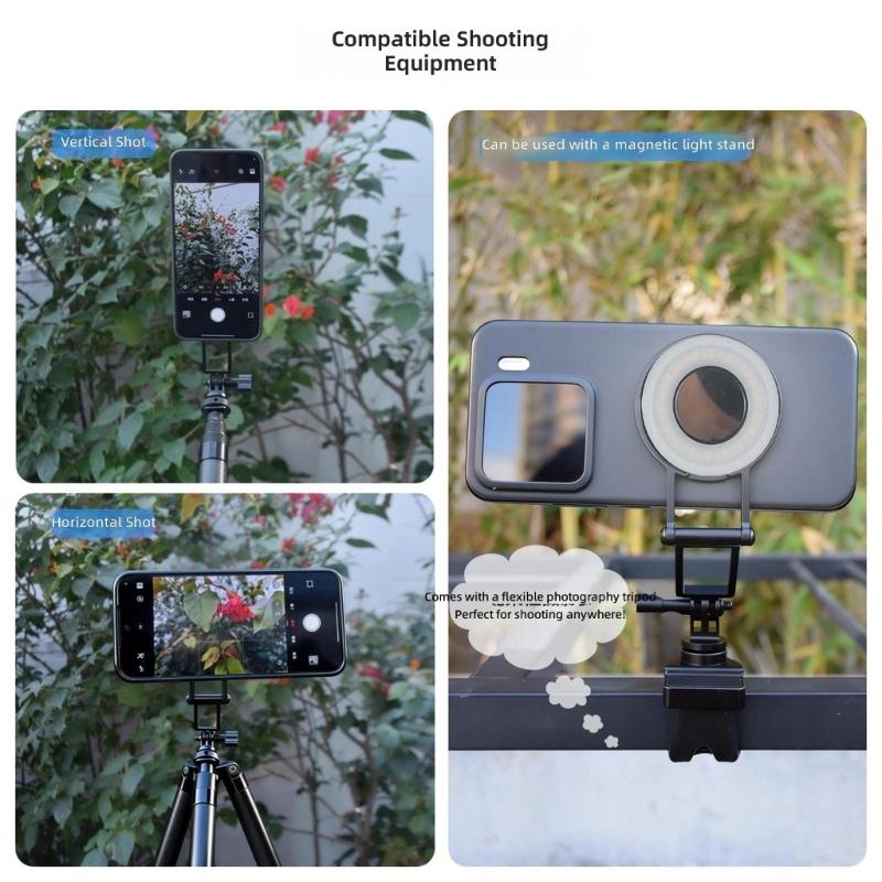 Aluminum Magnetic Phone Holder Rotatable Mobile Phone Mount Upgrades for Stable Video Recording & Multiple Angle Shoot