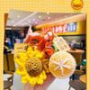 Handmade Crocheted Orange & Sunflower Keychain Set, Lucky Wish Bag Charms,Crocheted Orange & Sunflower Keychain, Lucky Wish Charms
