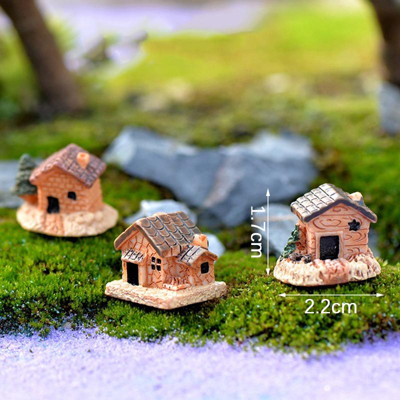 

3pc Mini Small House Cottages DIY Toys Crafts Figure Moss Terrarium Fairy Garden Ornament Landscape Decor Random Color Dollhouse