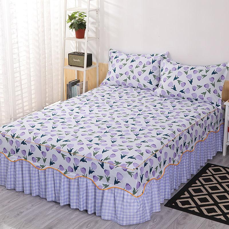 3Pcs Bed Sheet Lace Skirt Elastic Fitted Double Bedspread With Pillowcases Mattress Cover Bedding Set Elastic Bedsheet Set