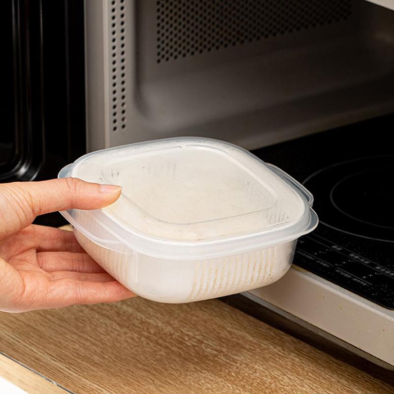 Rice Sub Packaging Fresh-Keeping Box Frozen Heated Microwave Oven Vegetable Rice Fruit Separate Packaging Box Kitchen Tools
