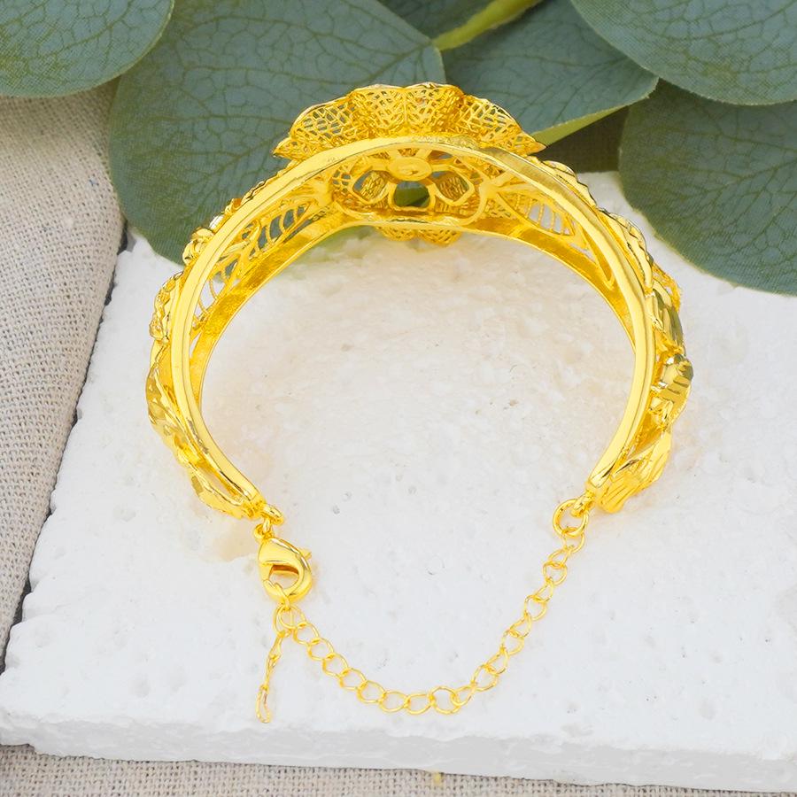 Exquisite Middle Eastern & African Copper Flower Bracelet - Arabic Luxury Charm for Ladies, Ideal Wedding & Banquet Gift