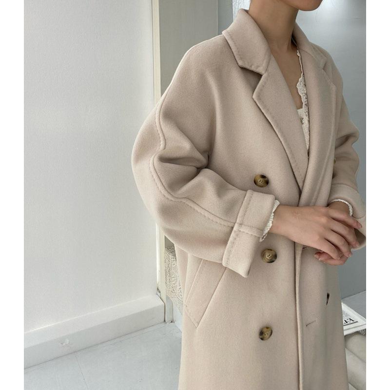 

Жіноче пальто з 10% кашеміру, приталене, вовняне - MAX101801 Класичне двобортне H-подібне M