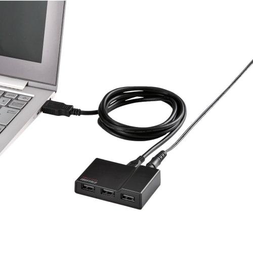 BUFFALO PC/TV Compatible 4-port Self-powered Hub Black BSH4A11BK