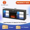 58 Inches Fireplace TV Stand with LED Lights, Modern Entertainment Center with 18 Electric Fireplace Amp Adjustable Glass Shelve
