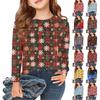 Christmas Day Girls Long Sleeve T Shirts Kids Fall Tops Crewneck Printed Basic Tees