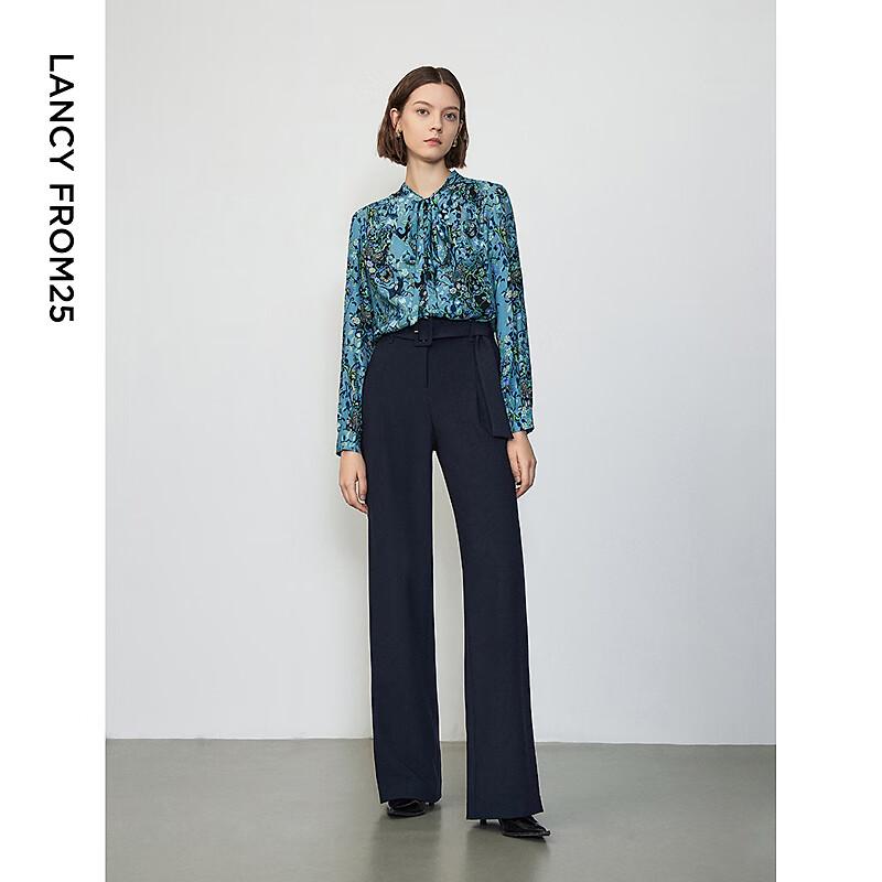 Langzi Women's High-Waist Wide-Leg Suit Trousers