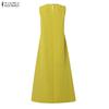 ZANZEA Women Casual Round Neck Loose Floral Embroidery Sleeveless Dress
