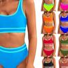 European and American Style Split Bikini - Sexy Solid Color with Edged Design