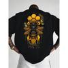 Herren Casual Kurzarm T-Shirt - Lockerer Schnitt Bienenprint Muster mit Waben - Rundhals Sommer Outdoor Oberteil - Strapazierfähig - Große Größen