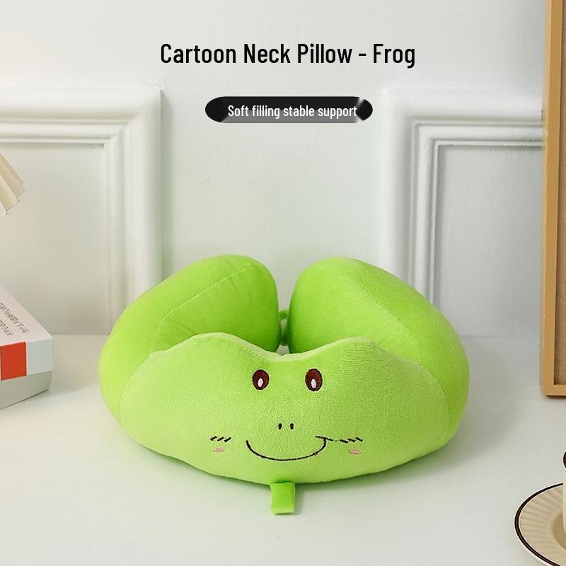 Cartoon Portable U-Shaped Neck Pillow - Foldable & Multifunctional for Travel