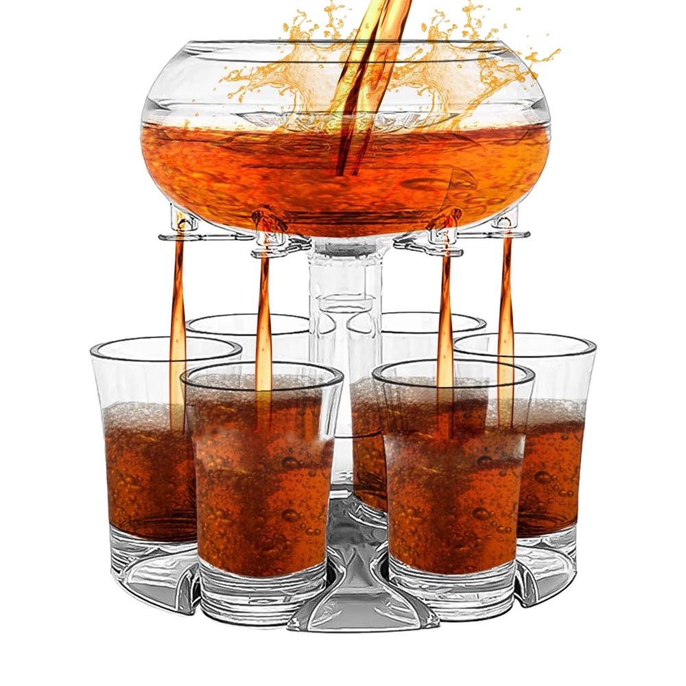 Acrylic Shot Glasses Dispenser Acrylic Party Pourer Holder Six Glasses Dispenser Drink Tool For Wine Beer Whiskey Coffee Tea