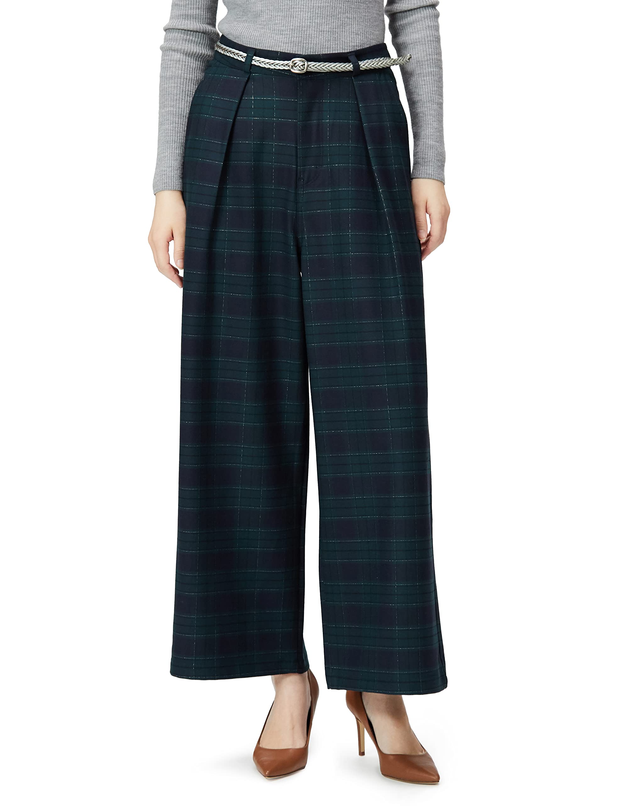 Something Wide Tuck Casual Pants with Black Size 2XS Women s Belt, Watch,