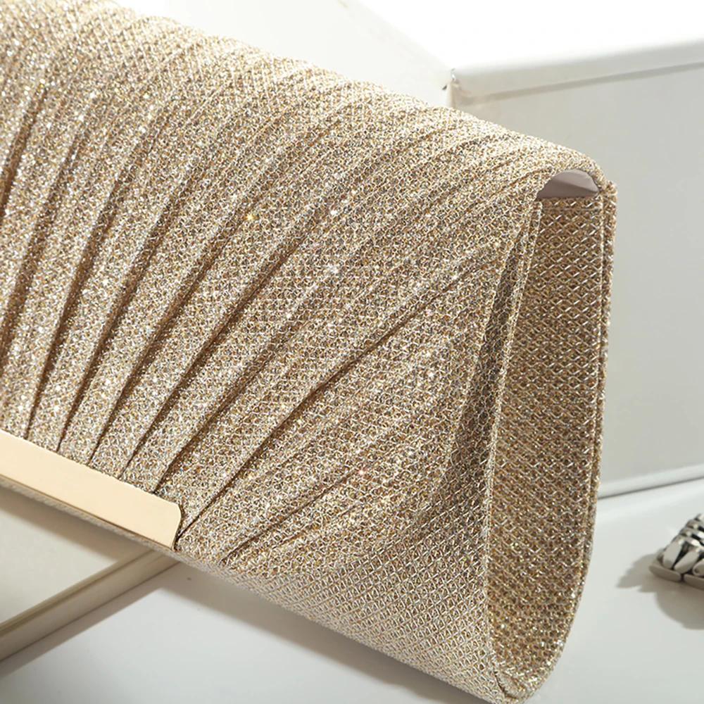 Women Evening Clutch Bag Female Crystal Day Clutch Wedding Purse Party Banquet Black Gold Silver Clutches Bag Sequin Shoulder