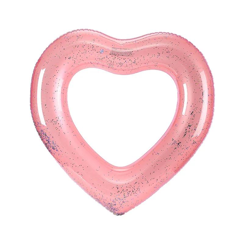 

PVC Heart-shaped Inflatable Toy Sequin Swimming Ring Pool Summer Water Photo Inflatable Decor Outdoor Beach Inflatable Water Toy