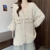 V-Ausschnitt Pailletten Strickjacke für Damen 2025 Herbst Winter Strick-Cardigan Weiches Oberteil