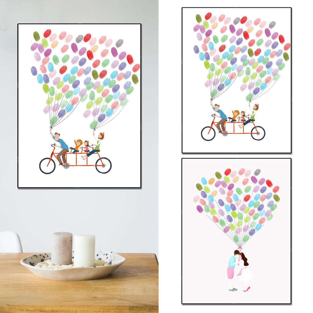2Set Cartoon Pattern Fingerprint Painting DIY Signature Guest Book Wedding Birthday Party Decor