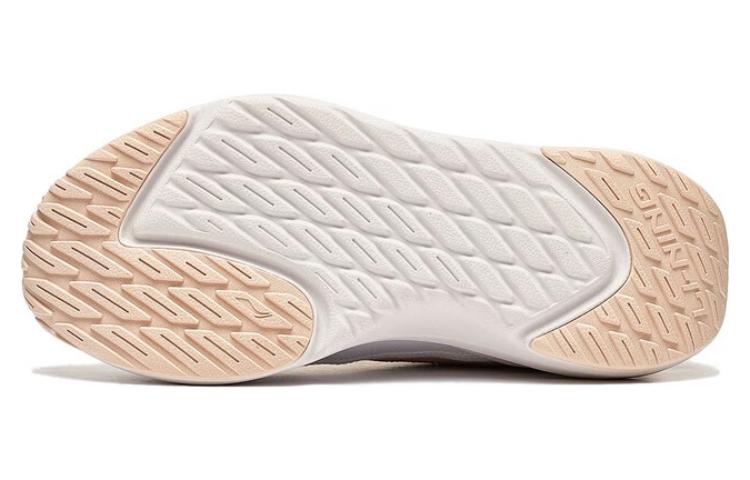 Li Ning Soft Go Slip Resistant Abrasion Resistant Low top Casual Shoes Women's White Apricot Gray AGLT180-2