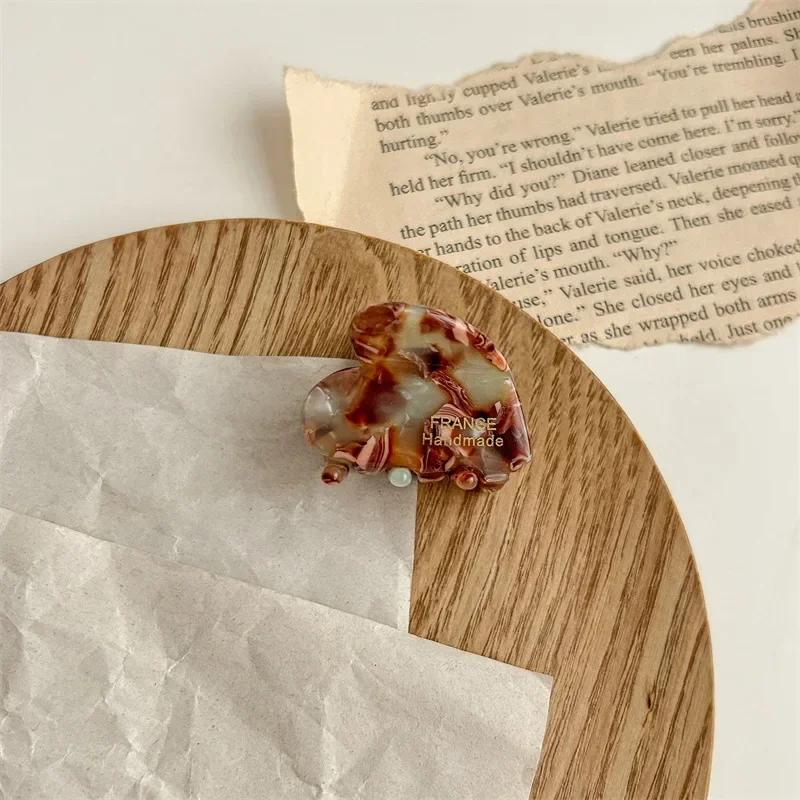 Cute 3.5cm Small Size Hair Claw for Girls Acetate Hair Crabs Heart Shaped Hairclips for Female Hairprins Hair Accessories