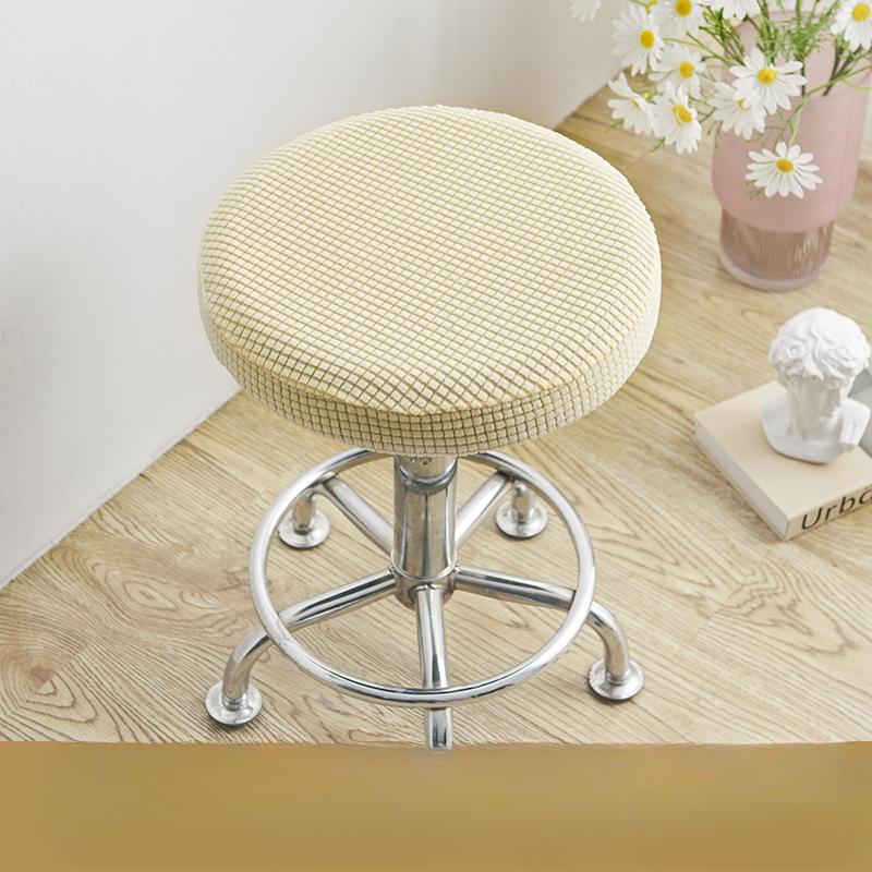 Checked Round Stool Case Swivel Seating Chair Cover Bar Beauty Salon Cover Seat Cushion Protective Cover Lifting Cover for Home 30-36cm