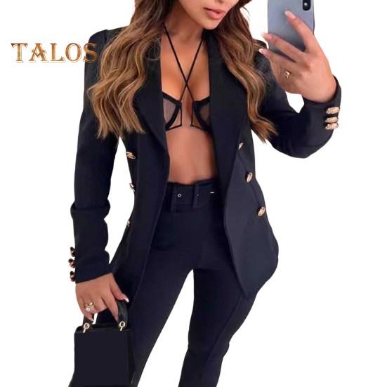 Kadın Takım Elbise Ceket Yaka Uzun Kollu Hırka Düz Renk Açık Ön Slim Fit Takım Elbise Ceket İş Dış Giyim