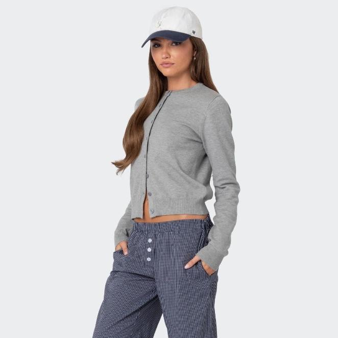 VAYLA Women's Autumn Sweater Cardigan Casual Solid Color Long Sleeve O Neck Button Up Knitwear Y2K Vintage Streetwear