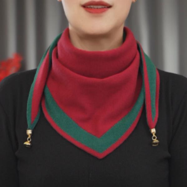 Milan's Two-tone Knitted Triangle Scarf with Decorative Ends