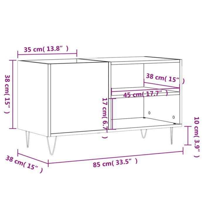 VidaXL Armoire à disques gris béton 85x38x48 cm bois d'ingénierie 831704