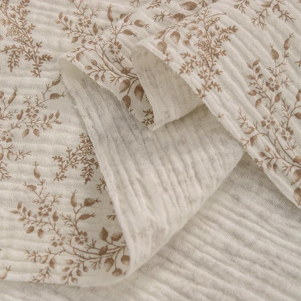 Breathable Pure Cotton Double-Layer Crepe Fabric For Bedding Home Wear Pajama Summer Dress DIY Clothing Cloth 135x50cm/500cm