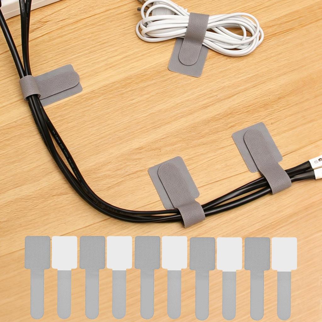 10 Pieces Cable Organizer Self-Adhesive Ties Non Slip Straps Clip Wire Management for Desktop TV Laptop Home Office Bedroom