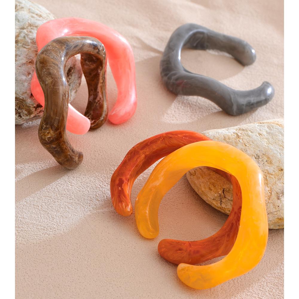 Eetit Colorful Resin Trendy Cuff Bracelet Bangle Multi-color Waterproof Fashion Wrist Jewelry Gray Pink Orange Brown Cheap