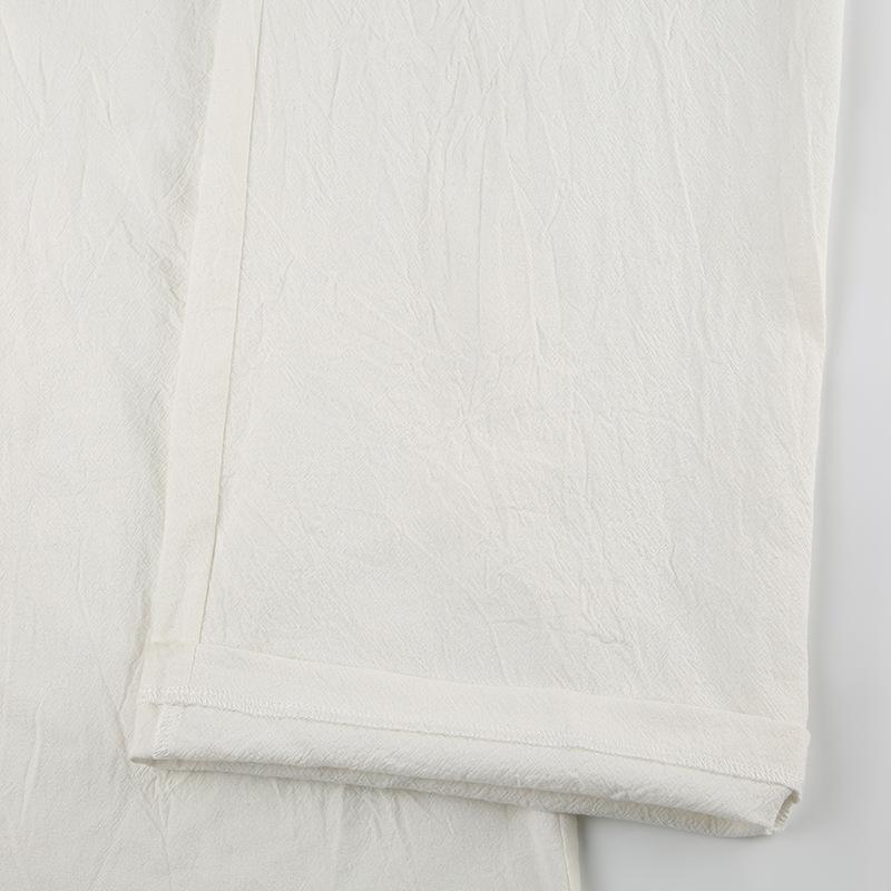 Summer Models Women's Home Daily Style Cotton Linen Drawstring Straight Basic Solid Colour Wide Leg Drape Spicy Low Waist Casual Trousers