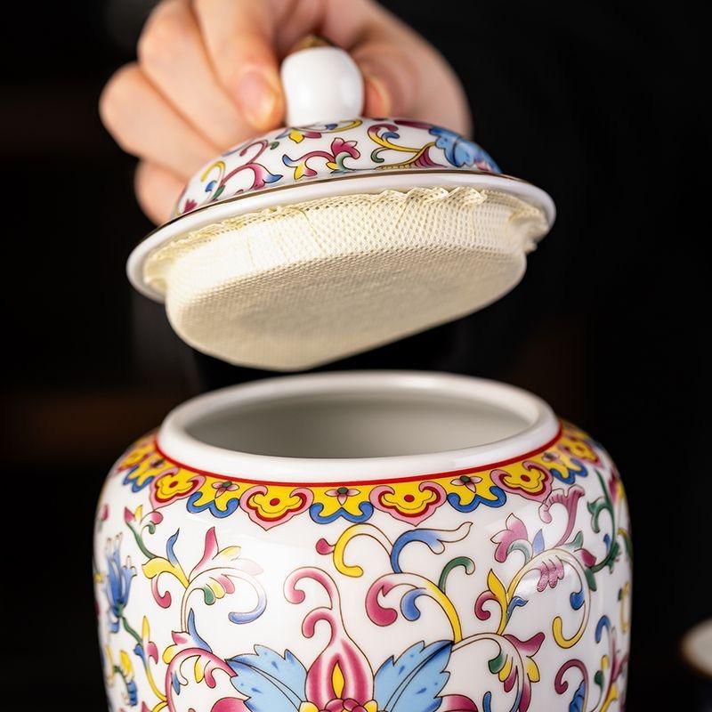Enamel Ceramic Tea Caddy – Moisture-Proof Sealed Jar for Tea Storage Tea Jar