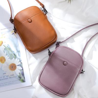 Soft Leather Small Bag, Women's Vertical Messenger Bag, Mini Mobile Phone Bag, New Fashionable Versatile Shoulder Small Bag, High Sense