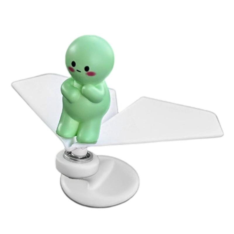 Solar Powered Rotating Airplanes Car Accessory Dashboard Decoration ABS Craft with Secure Silicone Mount for Long Travel