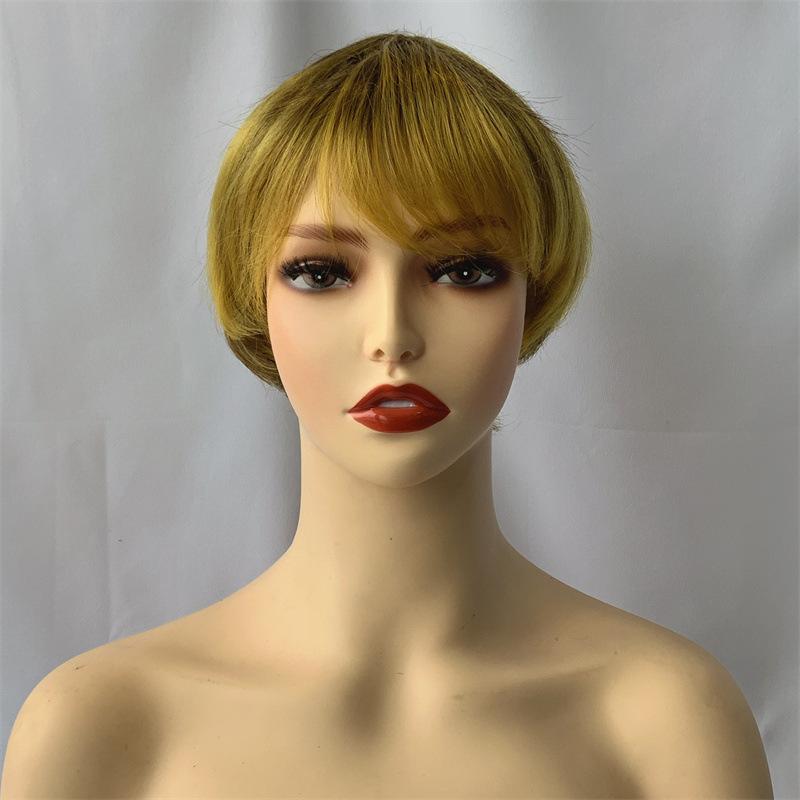 

Синтетические золотые парики с челкой, парик боб, натуральные короткие прямые светлые волосы для женщин, повседневный парик для косплея, термостойкое волокно светлый