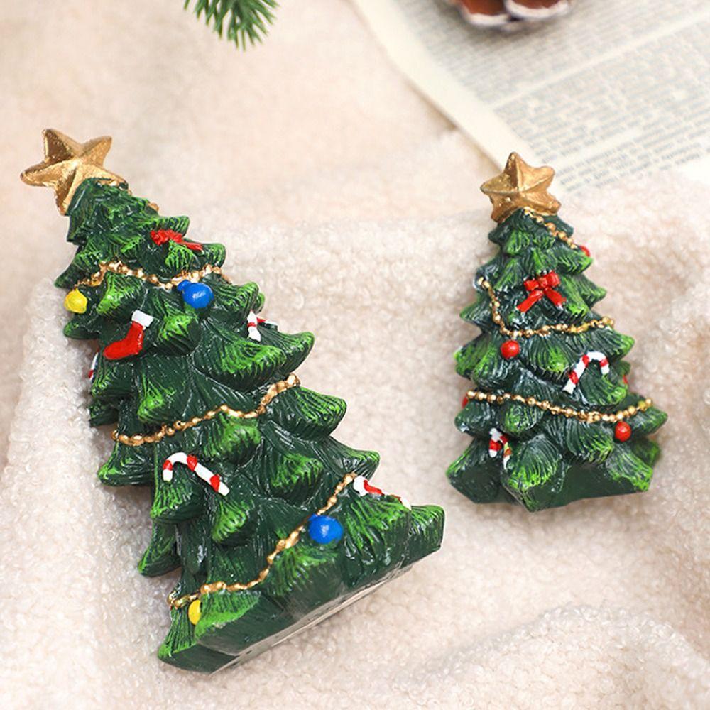 Lifelike Mini Christmas Tree Statue Resin Christmas Tree Ornaments  Home Xmas Decor