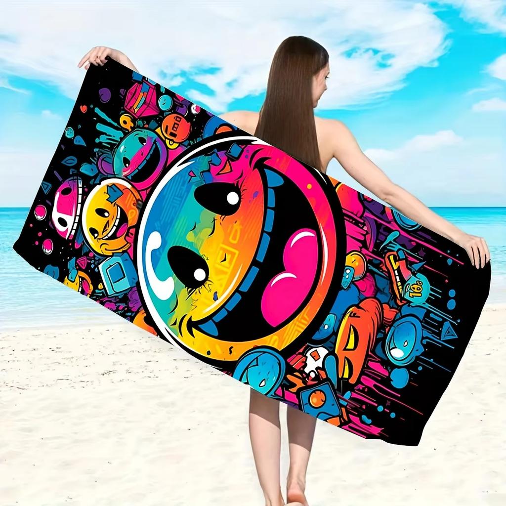 Fashion Graffiti Art Blanket Towel Soft Skin Friendly Absorbent Lightweight Multi-Size Flat Print Design for Yoga Swimming Beach