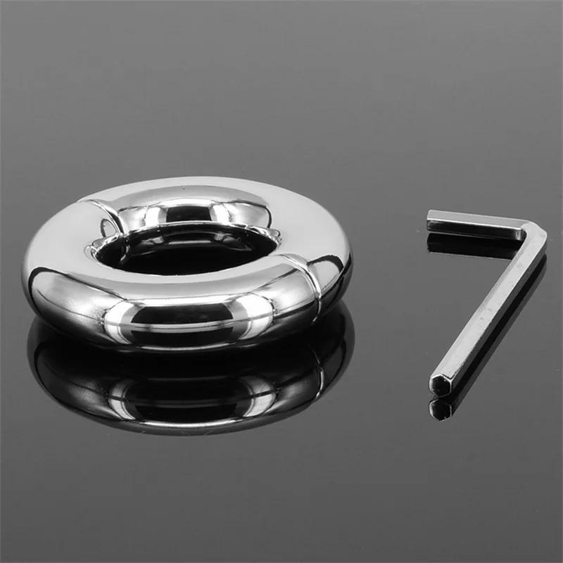 Stainless Steel Penis Ring Ball Stretcher Delay Lasting Metal Cock Ring Erotic Sex Shop Scrotum Restraint Rings Sex Toys for Men