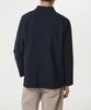 MUSINSA STANDARD Slit Neck Long Sleeve Pique Polo Shirt [Navy]