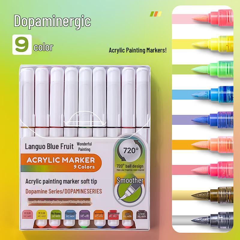 Blue Fruit Liquid Acrylic Brush Markers - Student Art Set
