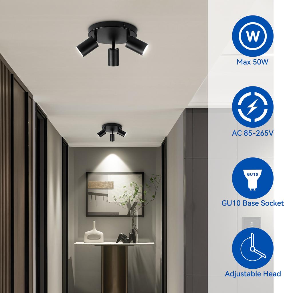 LED Ceiling Light With 3 GU10 Home-Appliance Decoration Modern Lamp Spotlights Adjustable Track Spot Dining Rooms Chandelier