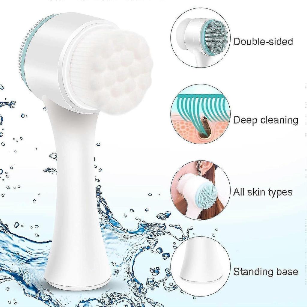 2-in-1 Facial Cleansing Brush, Silicone Manual Cleansing Brush, Deep Cleansing Skin Keratin Cleaning System, Super Soft Massage Pores, Suitable For Al