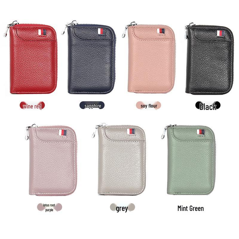 Top Grain Cowhide Anti-RFID Accordion Leather Card Holder with Multi-Card Slots