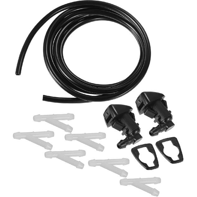 Motoforti Windshield Washer Nozzle for Ford Edge Durable No.BT4Z17603A Windscreen Washer Sprayer Nozzle Black Front with Hose and Connectors 1 Set