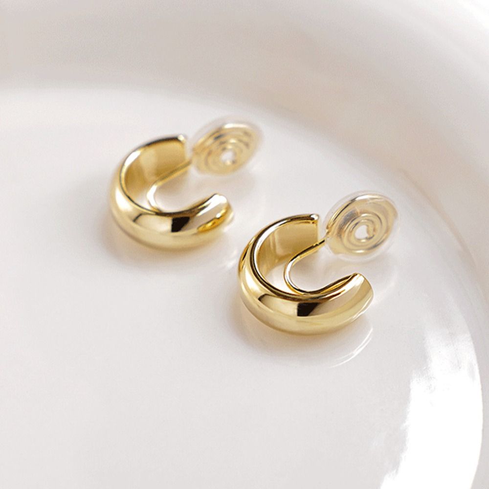 1Pairs Fake Gold Clip Earrings Non Pierced Hip Hop Earring New Hoop Earrings  Jewelry Accessories
