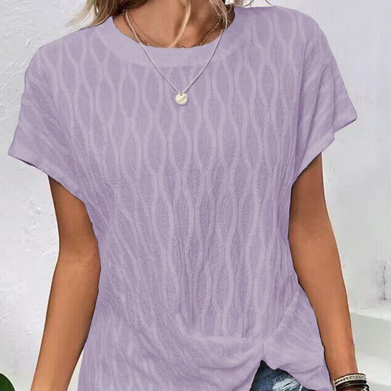 Dámská letní halenka s krátkým rukávem O Neck Jednobarevné pulovrové tričko